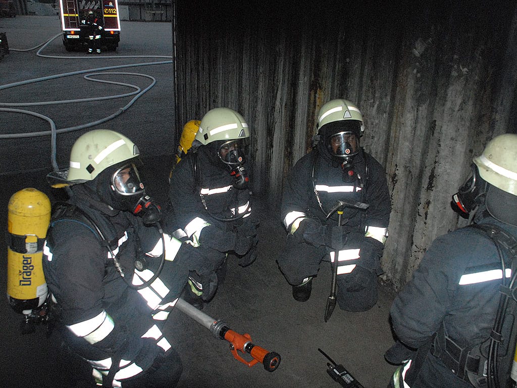 Fire fighters take part in the 28th Hamburg marathon in Hamburg
